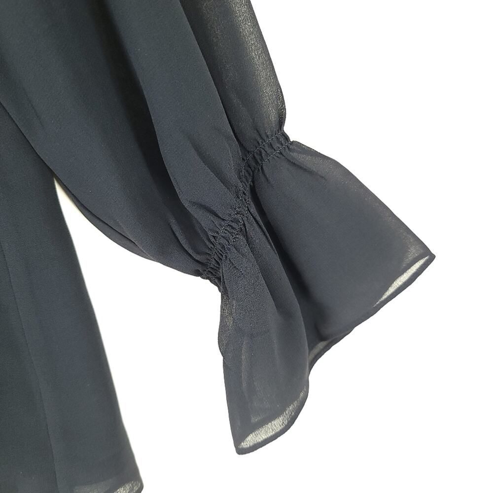 Calvin Klein Black Chiffon V-Neck Blouse Size M - Picture 6 of 9
